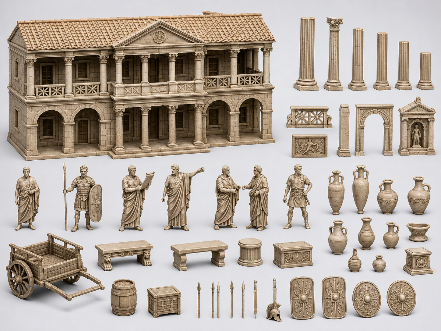 Römer mit Gebäude/Romans with Building