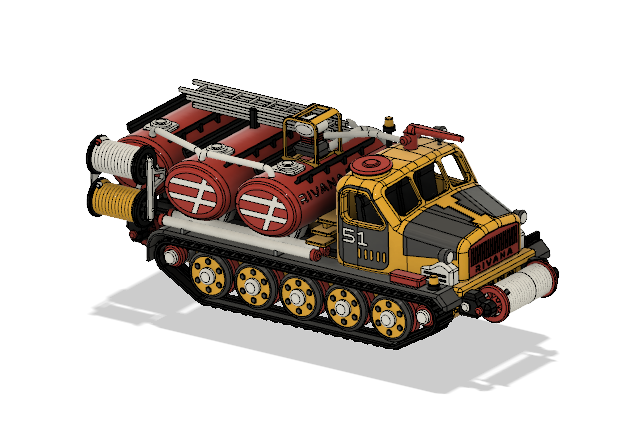 Yellow Artillery Tractor Fire Truck with Movements by Black Jack Download free STL model Printables