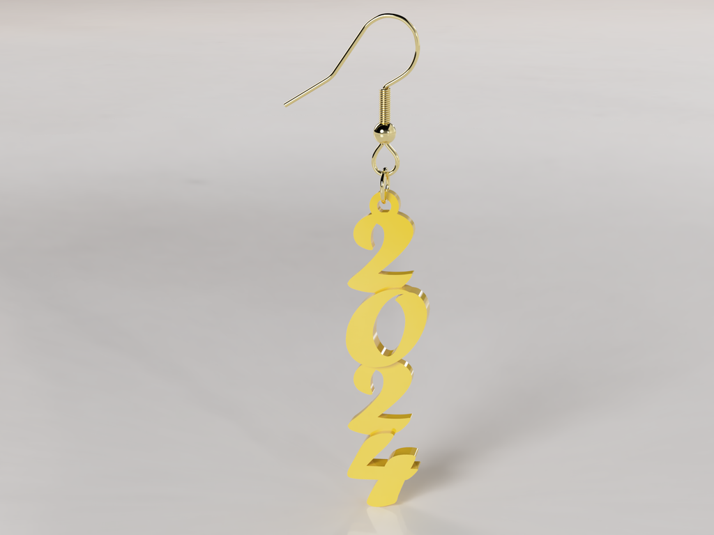 New Year 2024 earrings by dantech Download free STL model