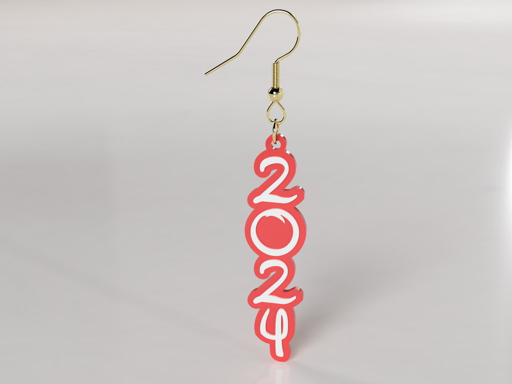 New Year 2024 earrings by dantech Download free STL model