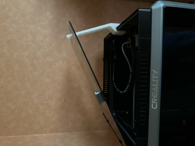 K1 Max tilt open lid support redesigned to fit K1 Max Glass Lid Raiser (with Sliding Vents)