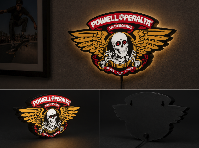Powell Peralta Sk8 Skateboarding Skateboard 80s LED Light Box | Multi-Color 3D Printable STL