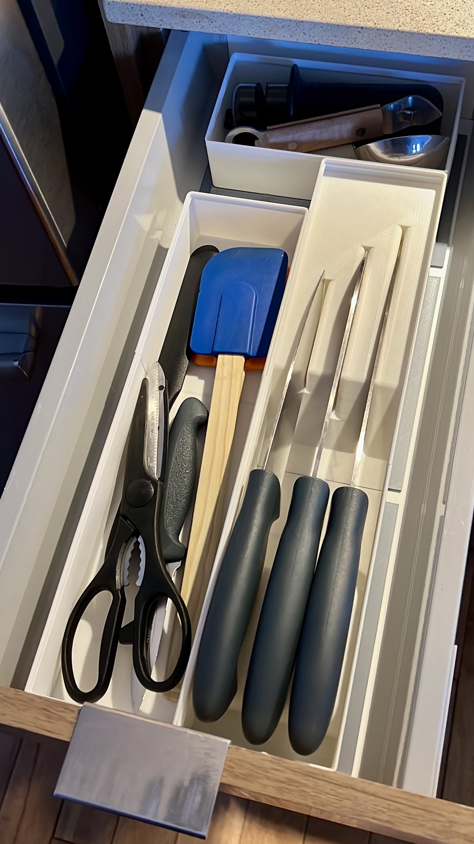 Gridfinity Kitchen Knife Inserts and Silverware Divided Box
