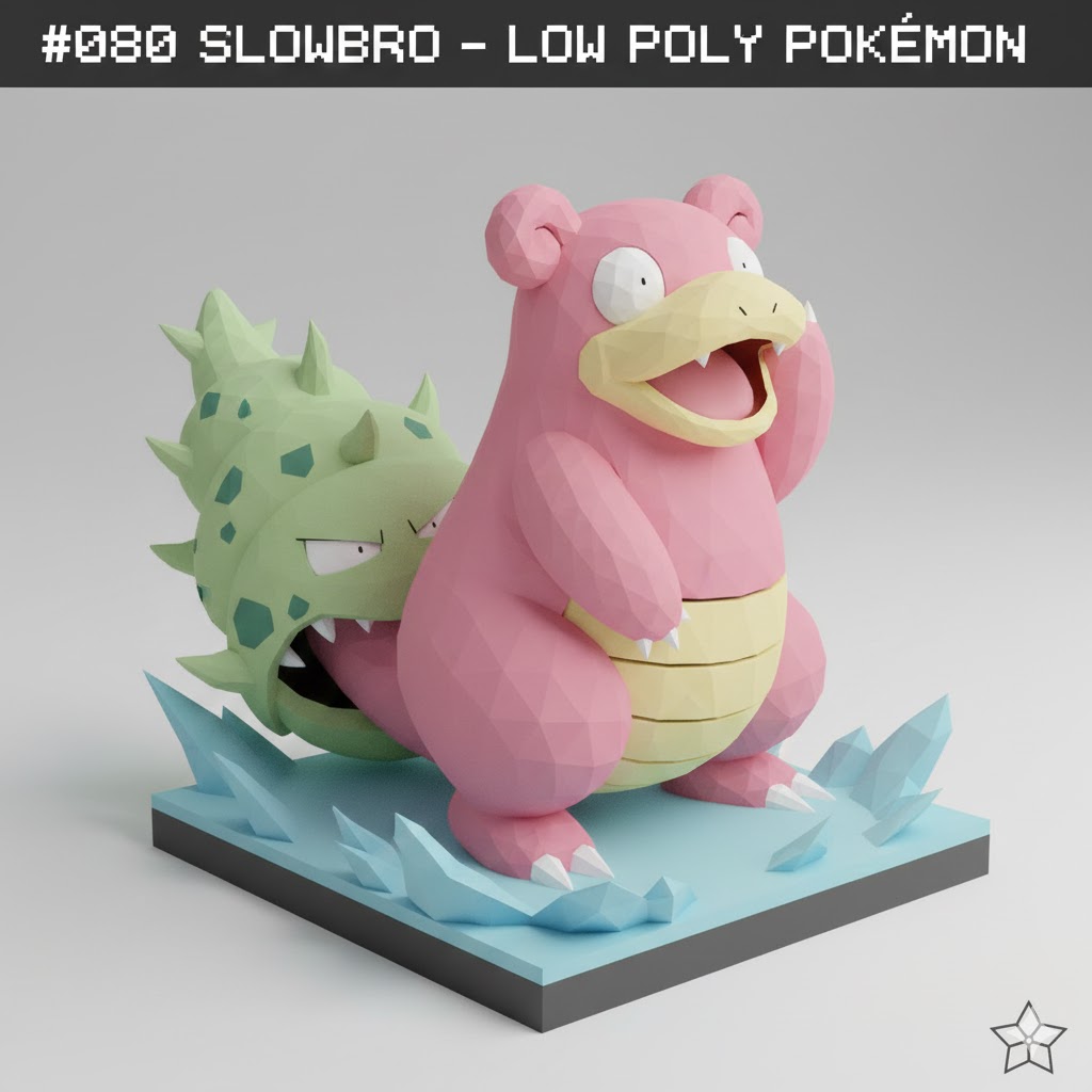 #080 Slowbro – Low Poly Pokémon