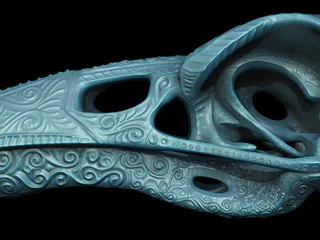 Decorative Intricate Filigree Scroll Work Carved Sculpted Raven Skull ...