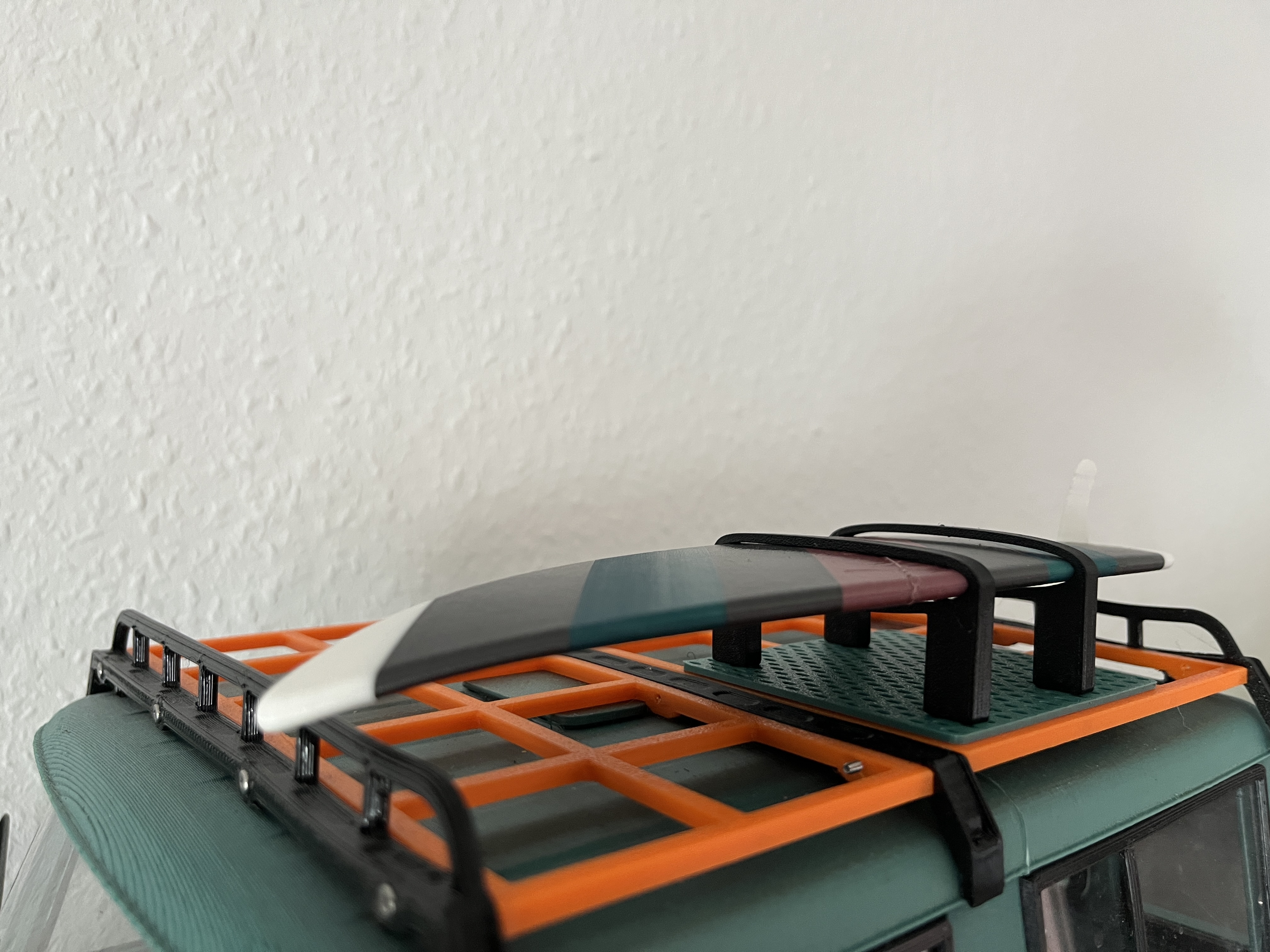 Surfboard on the roof rack