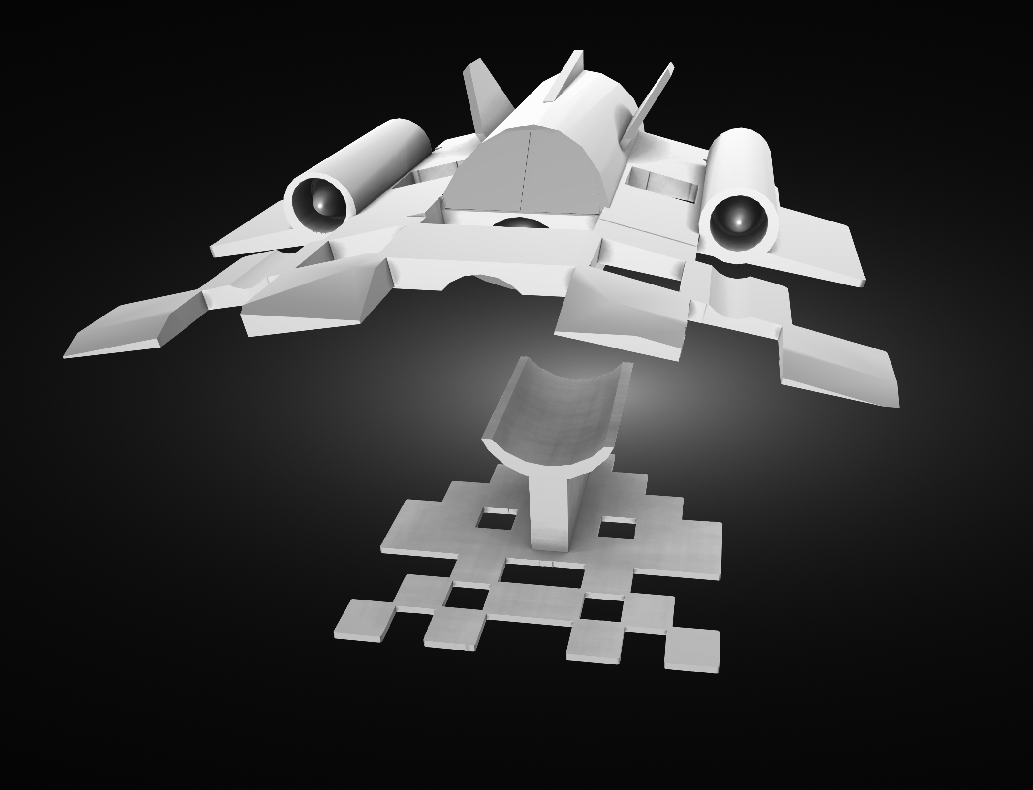 Space invader ship 3. Stand shows ships shadow