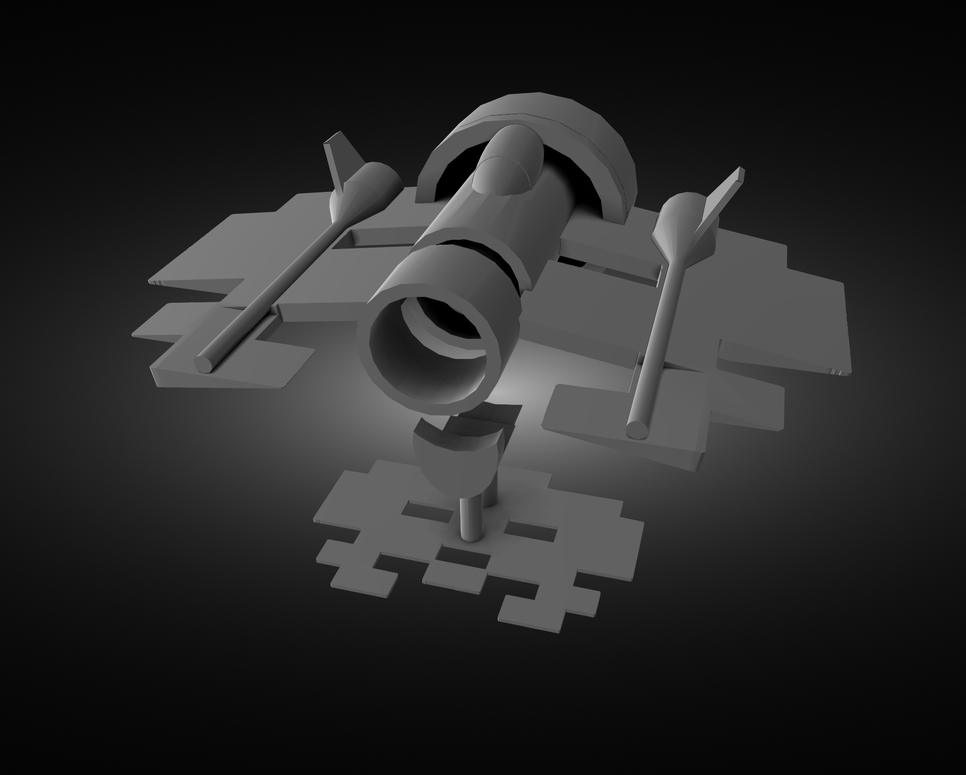 Space invader ship 2. Its shadow is the same as the stand by Diablo ...