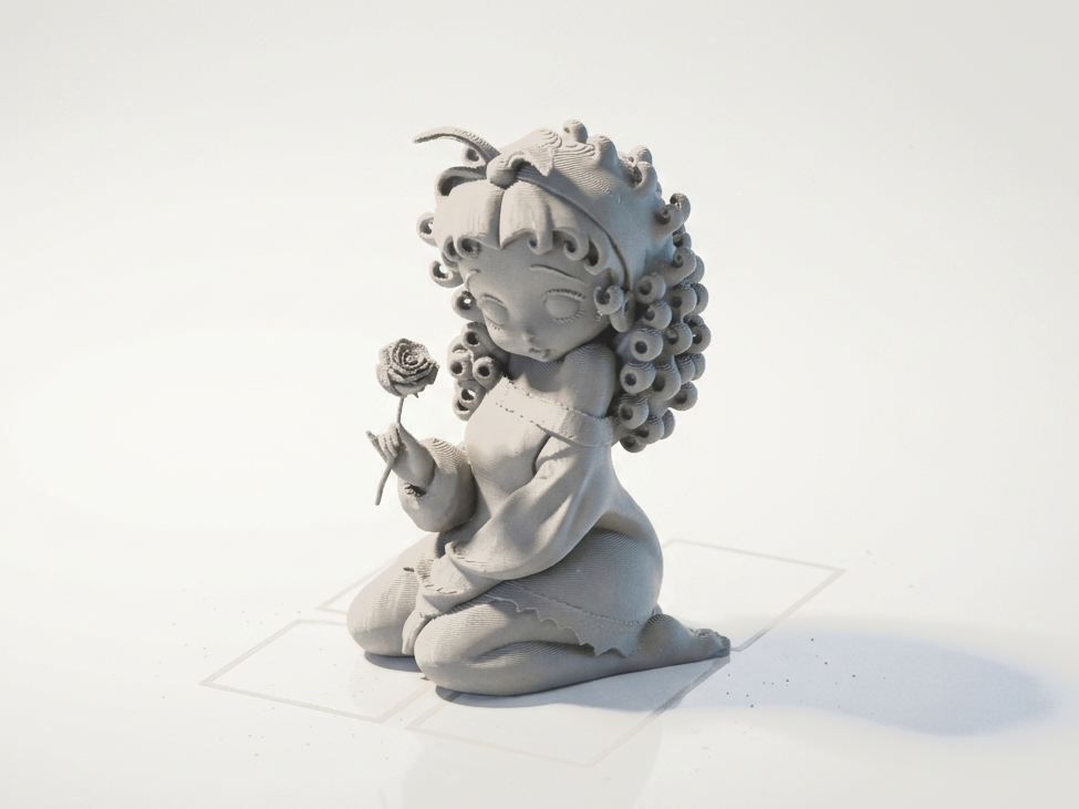Kneeling Lady With Rose Figurine Female 3D Printable