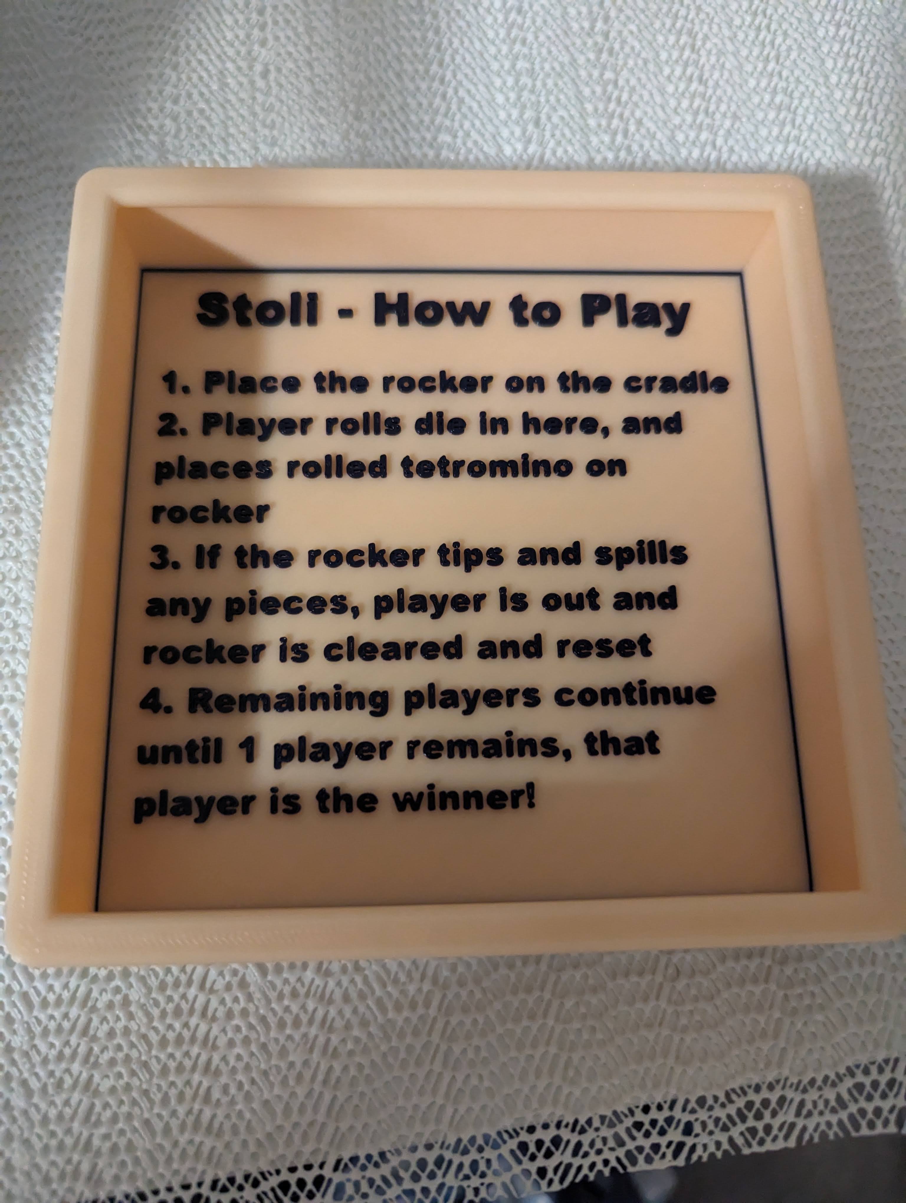 Stoli, How to Play Instructions and die roll container