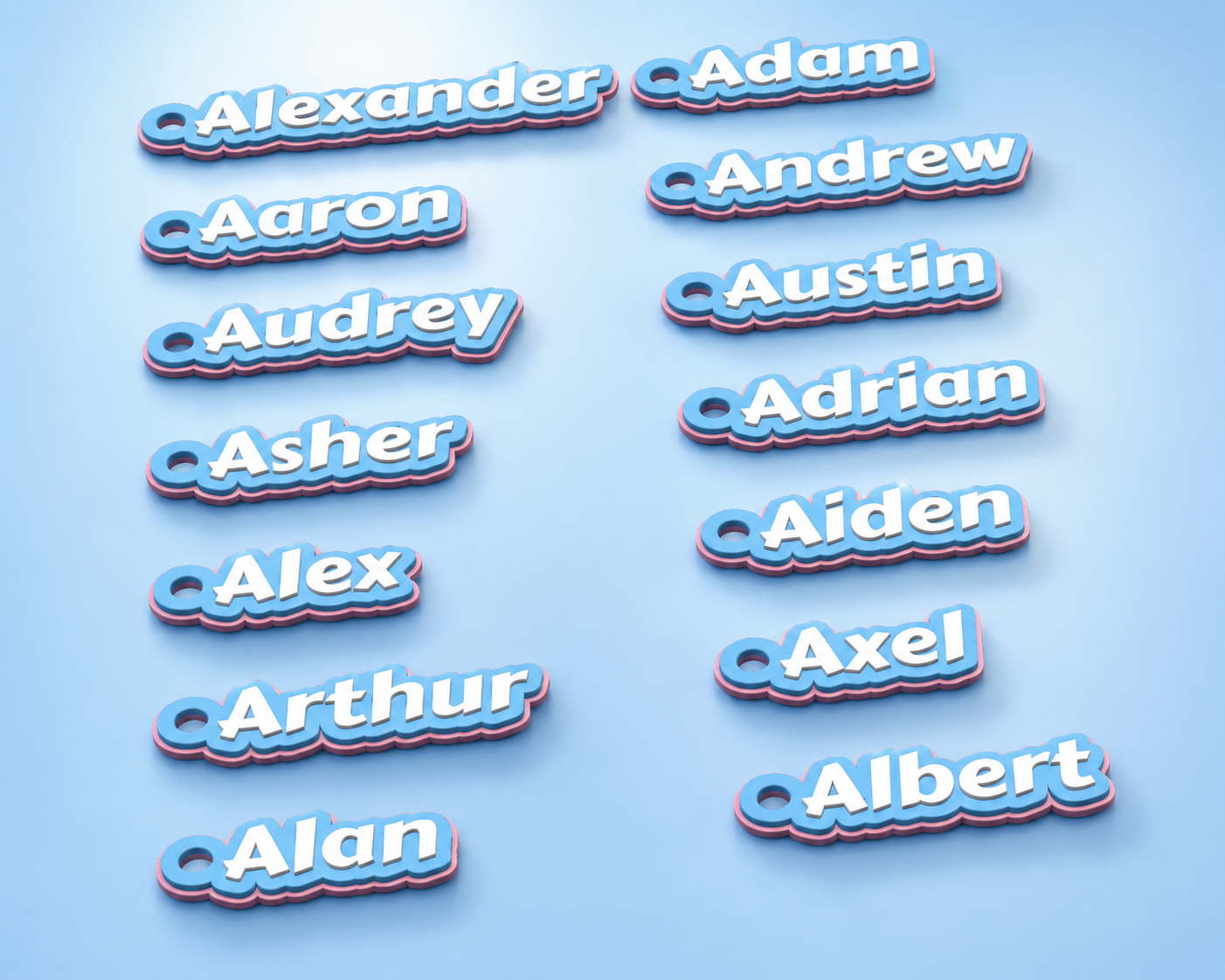 Alphabet Keychain Pack - Popular Boys Names (A)