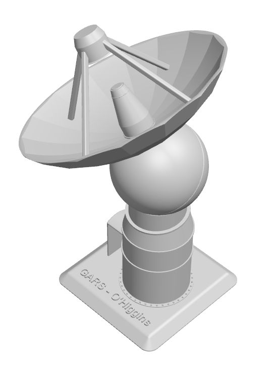 Antenna model with parabolic dish and movable axles by 3DMuc