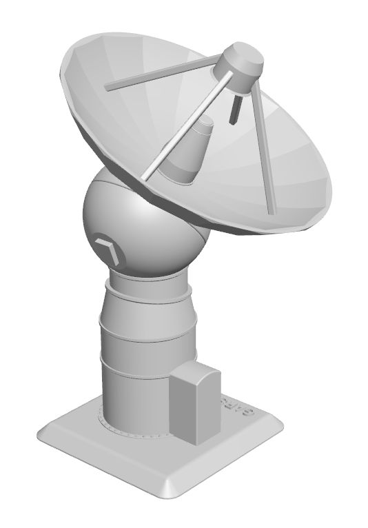 Antenna model with parabolic dish and movable axles by 3DMuc