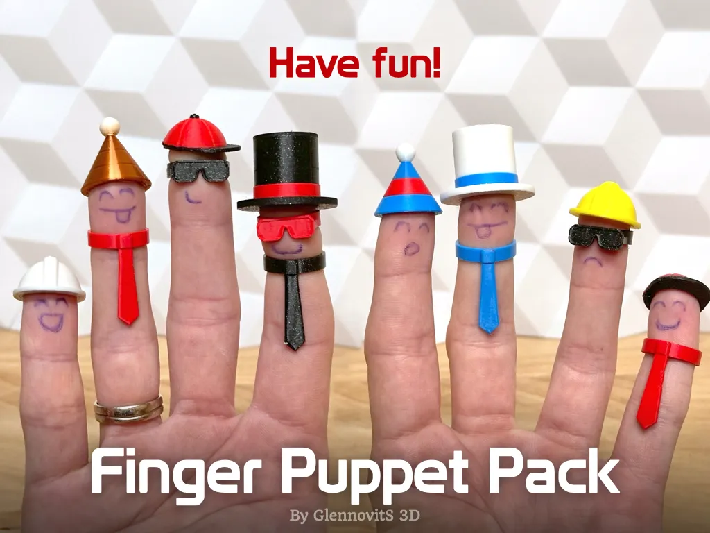 Finger Puppet Pack (tophat, tie, sunglasses and more!) by GlennovitS 3D ...