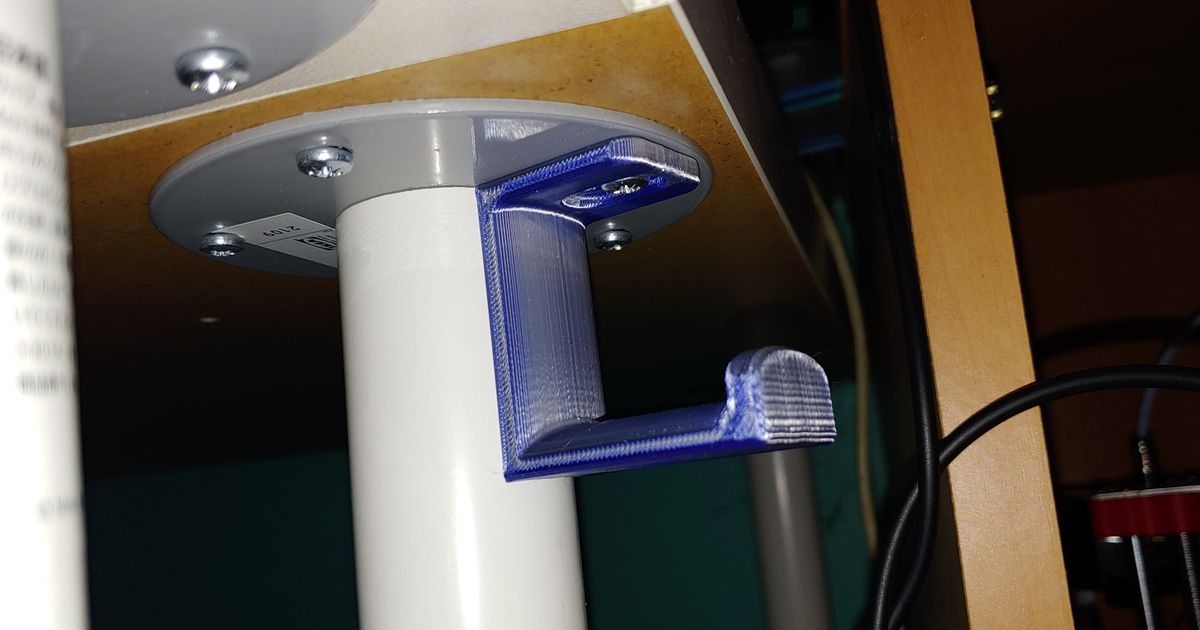 Headphone Hook Ikea Desk by Wayne Dollery Download free STL model