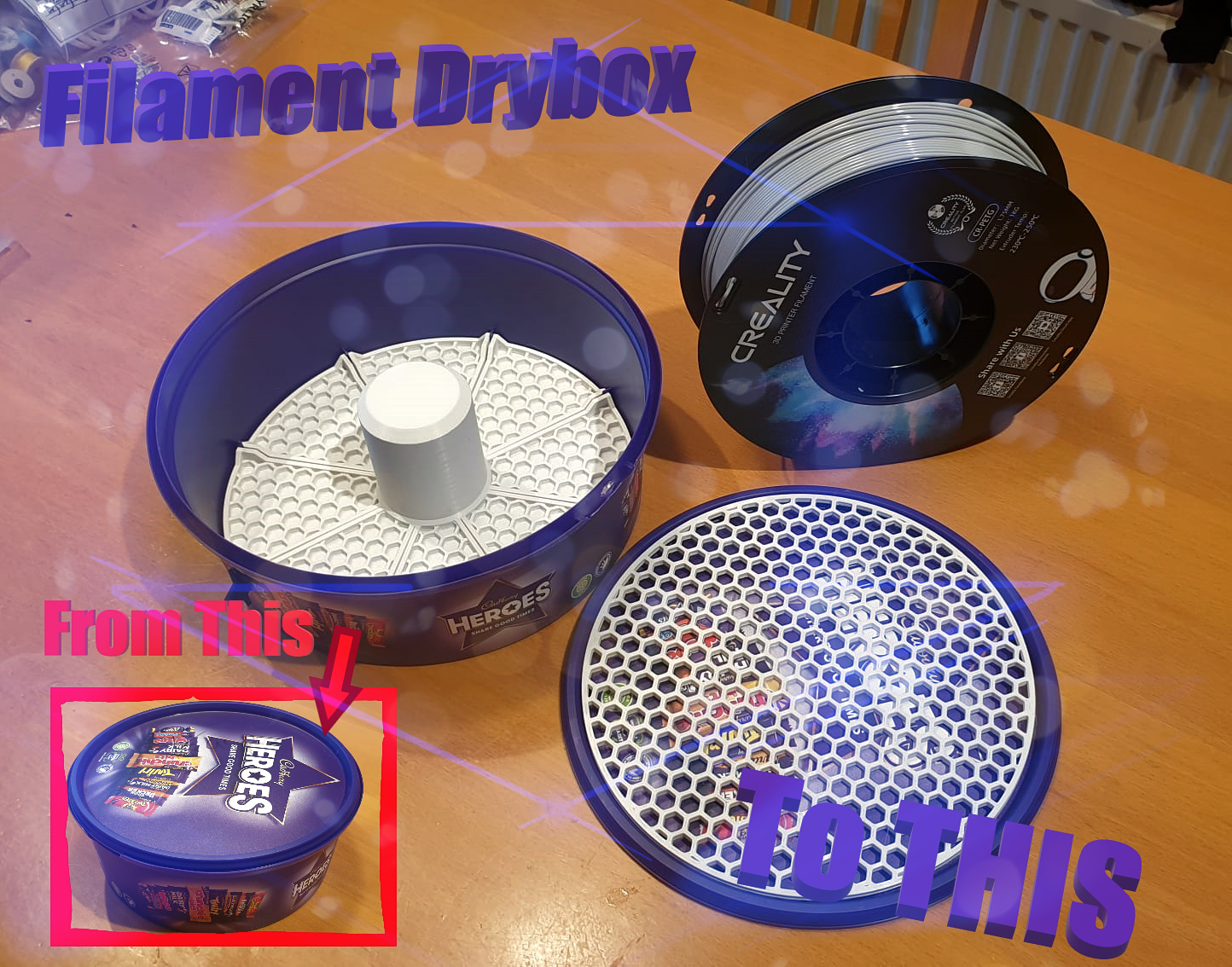 Reprack Compatible Filament Drybox made from chocolate box