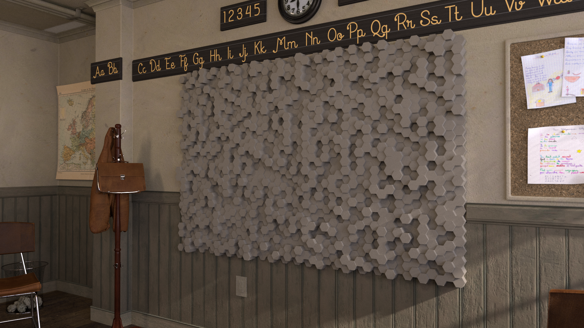 Random Hexagon Wall Panel
