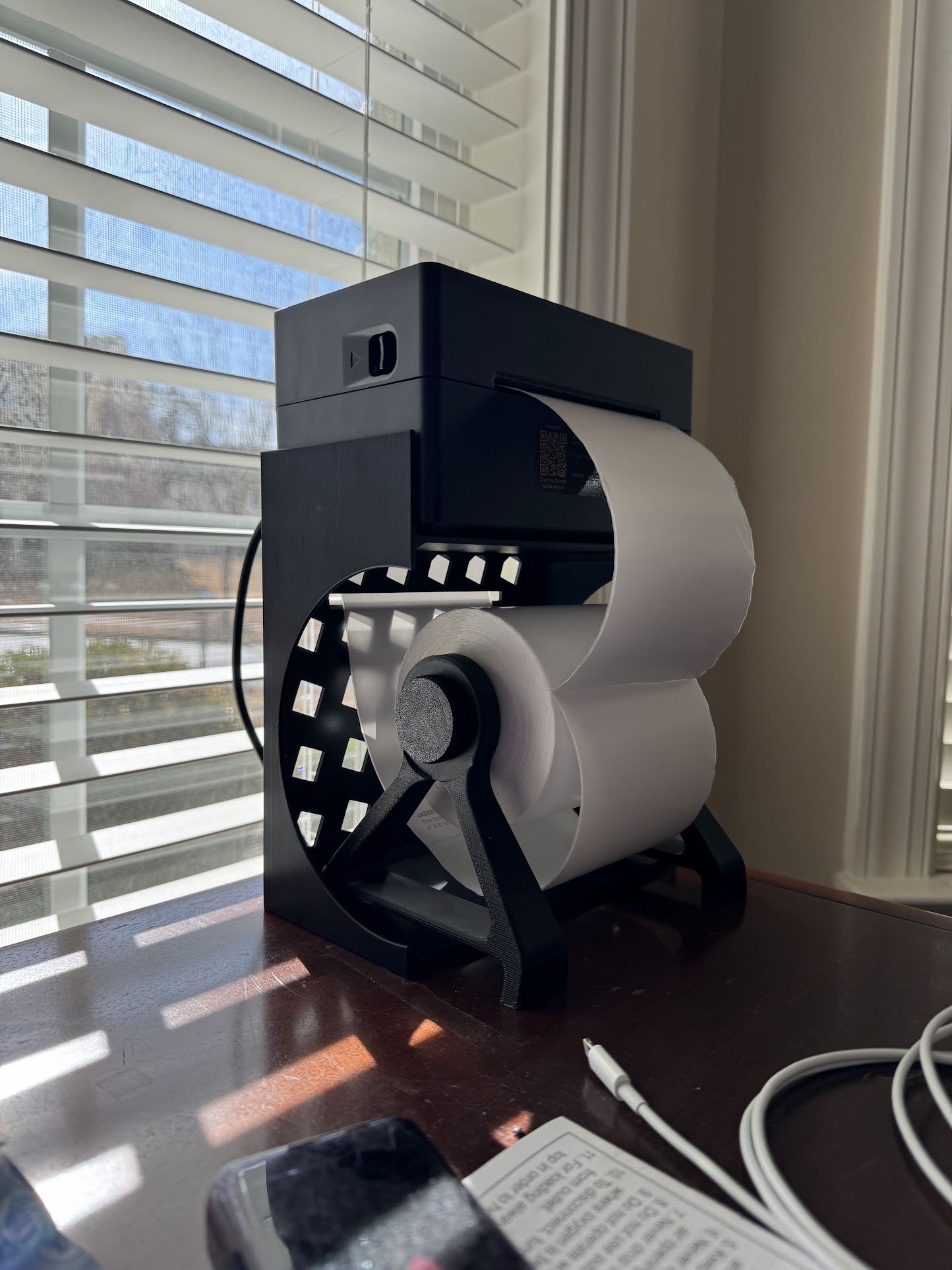 Thermal printer stand for spool holder by markfrancisonly Download free STL model