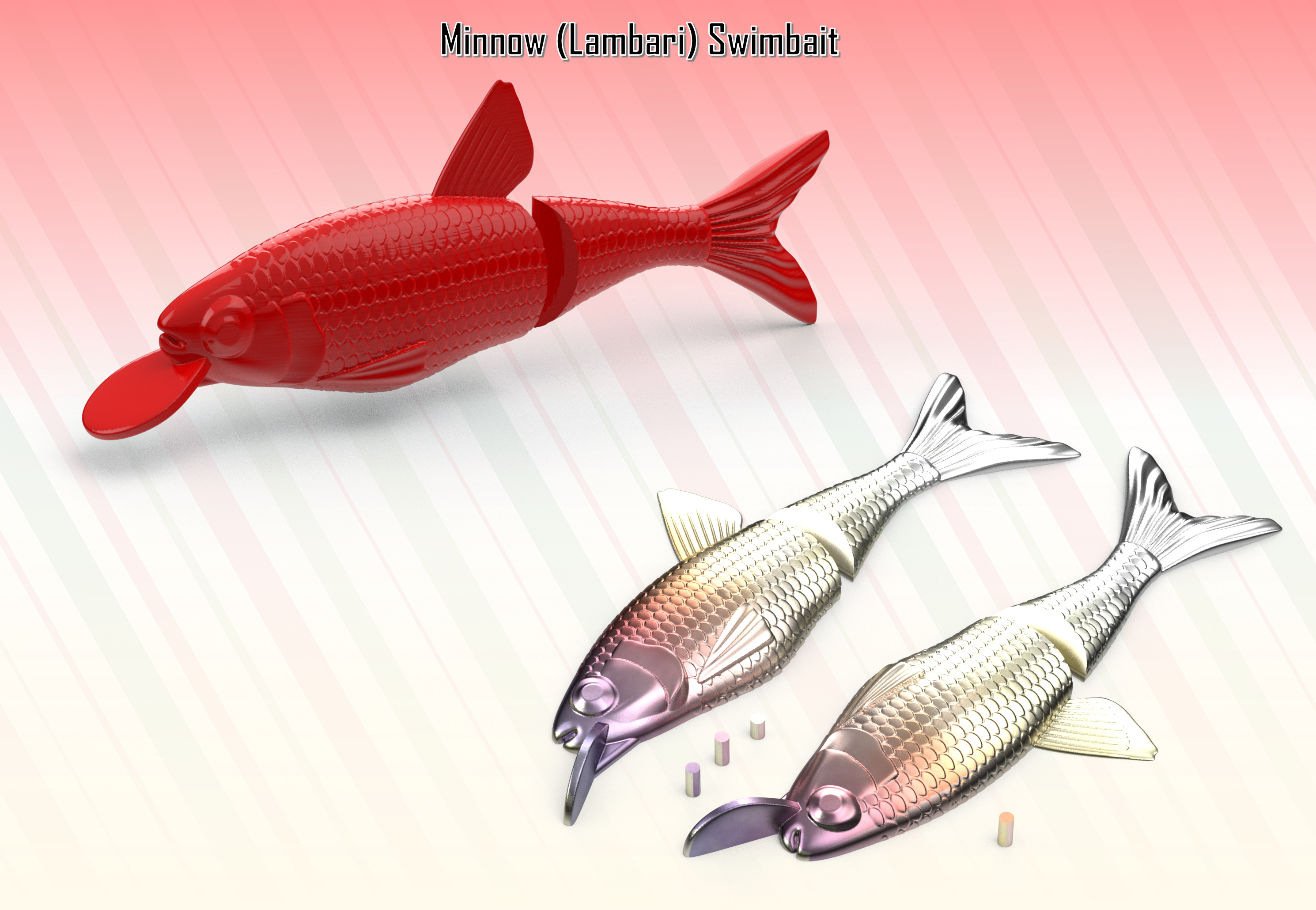 Swimbait Fishing Lure: Detailed Minnow Design, Customizable Assembly by  Migueppc, Download free STL model