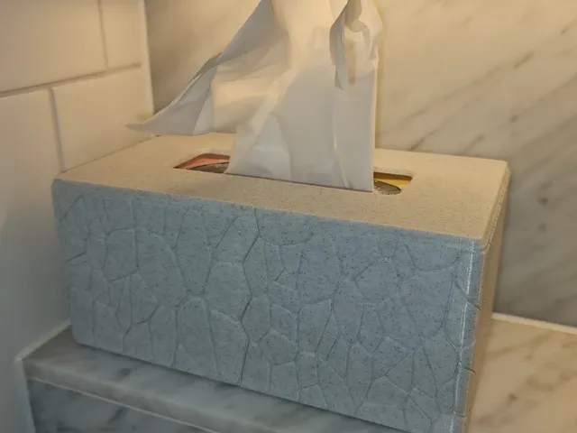 TWO PIECE Tissue Box Cover (Curved Stone Pattern) - REMIX