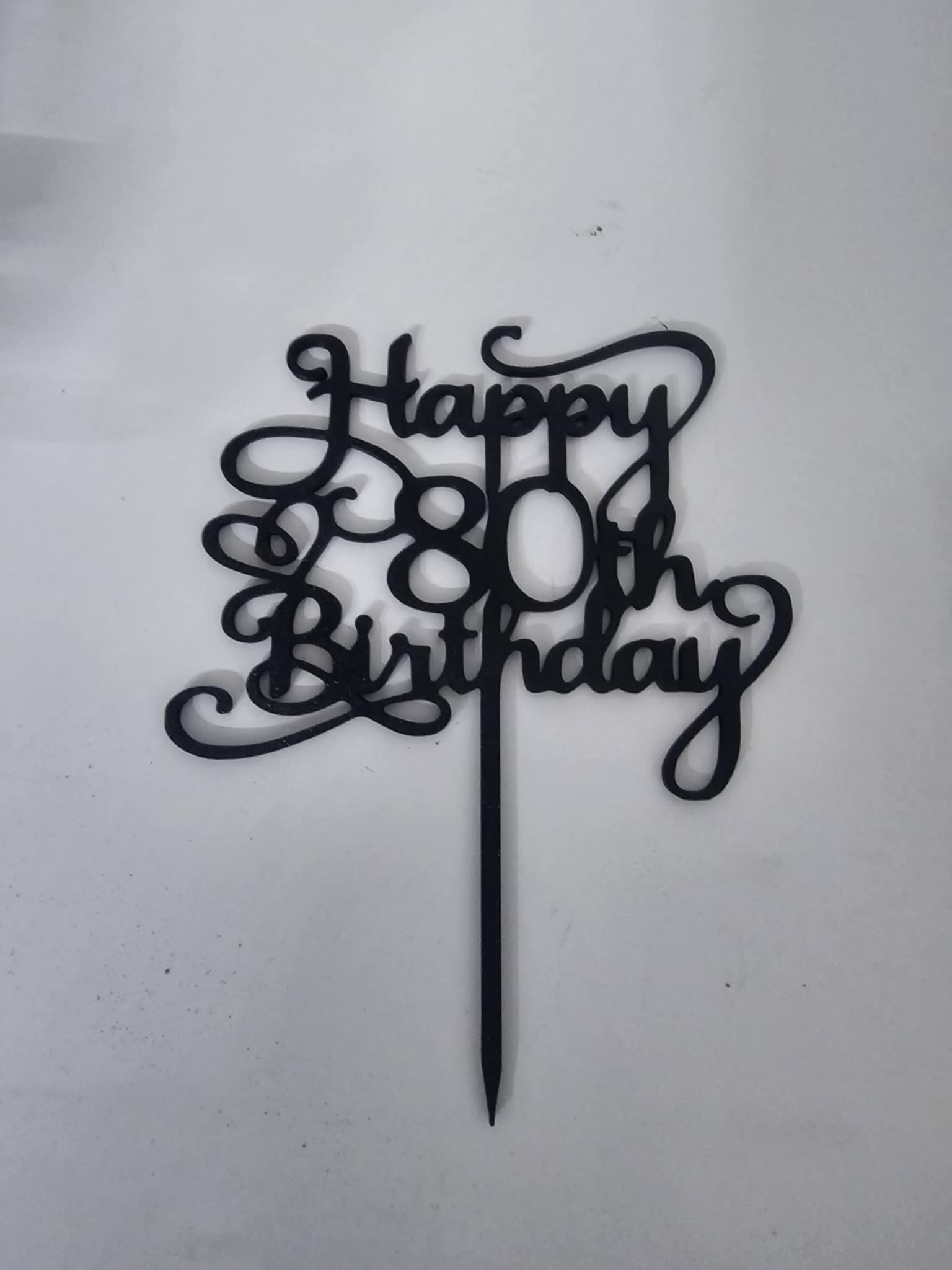 happy 80th birthday with love heart cake topper