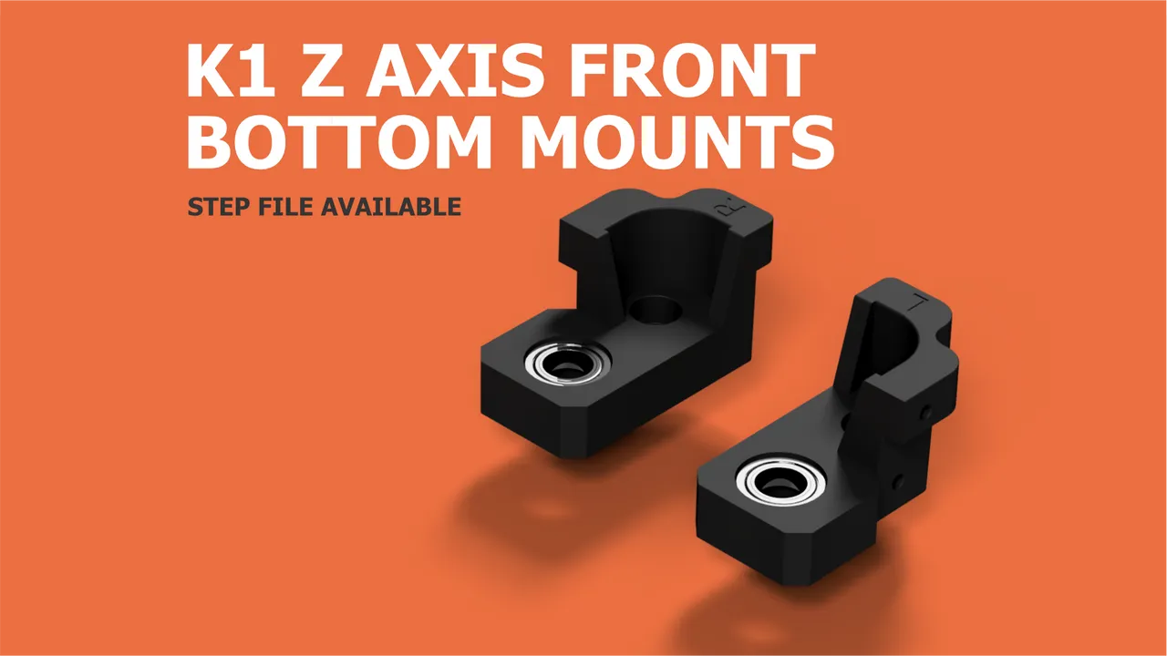 Creality K1 Z Axis Front Bottom Rod Mounts CAD by Henlor