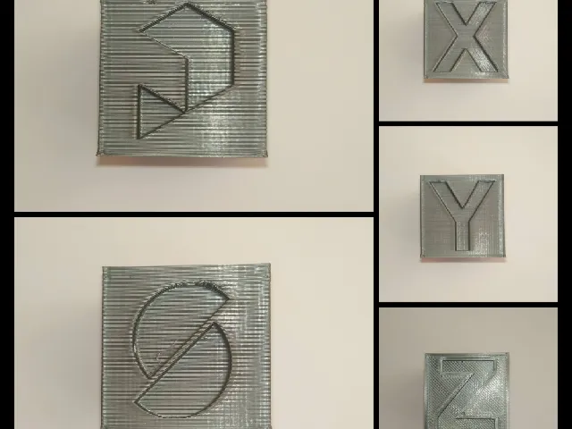 xyz three sizes of test cubes - prusaslicer / printables logo