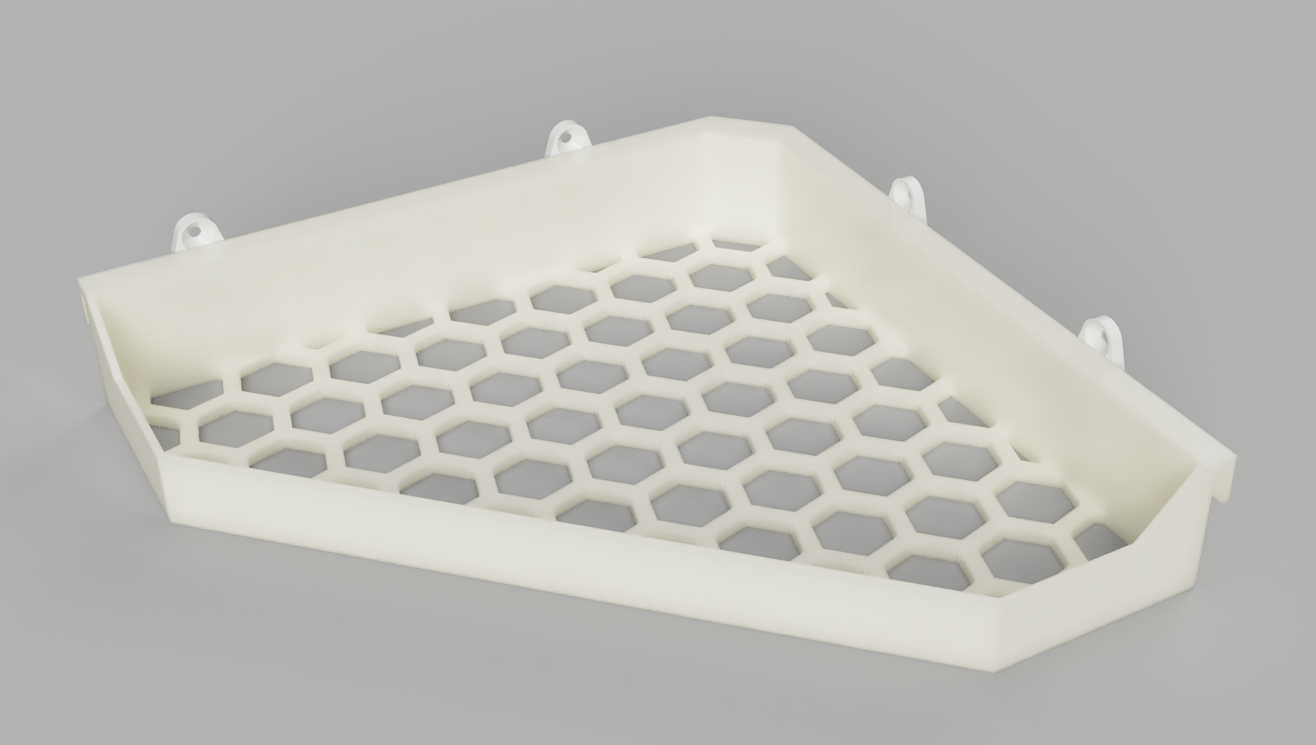 Corner shower shelf with adaptative support