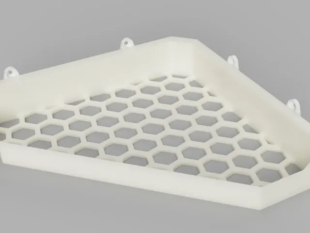 Corner shower shelf with adaptative support
