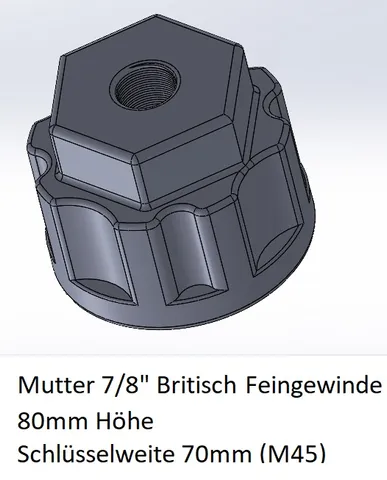 Werkbank Tischbein Mutter Gewinde 7/8" Britisch Feingewinde