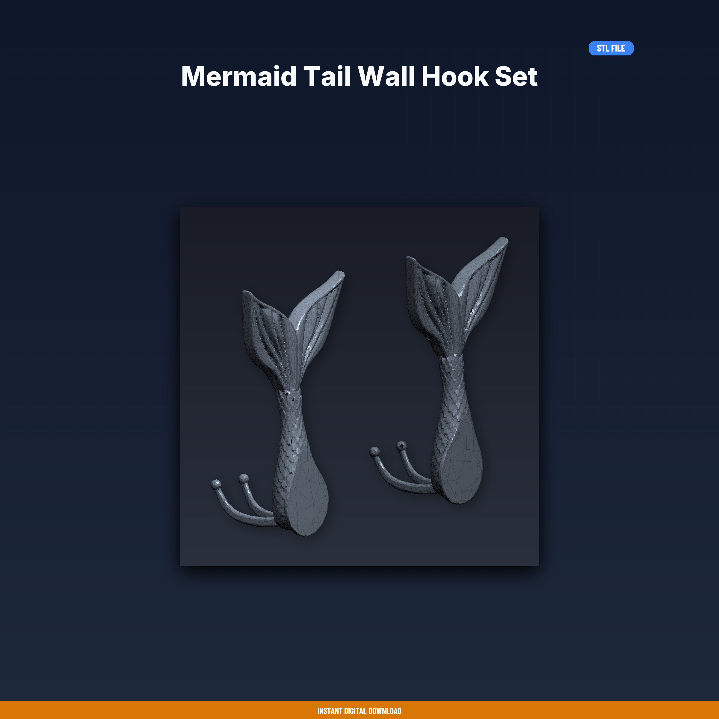 Mermaid Tail Wall Hook Set - 3D Printable STL File