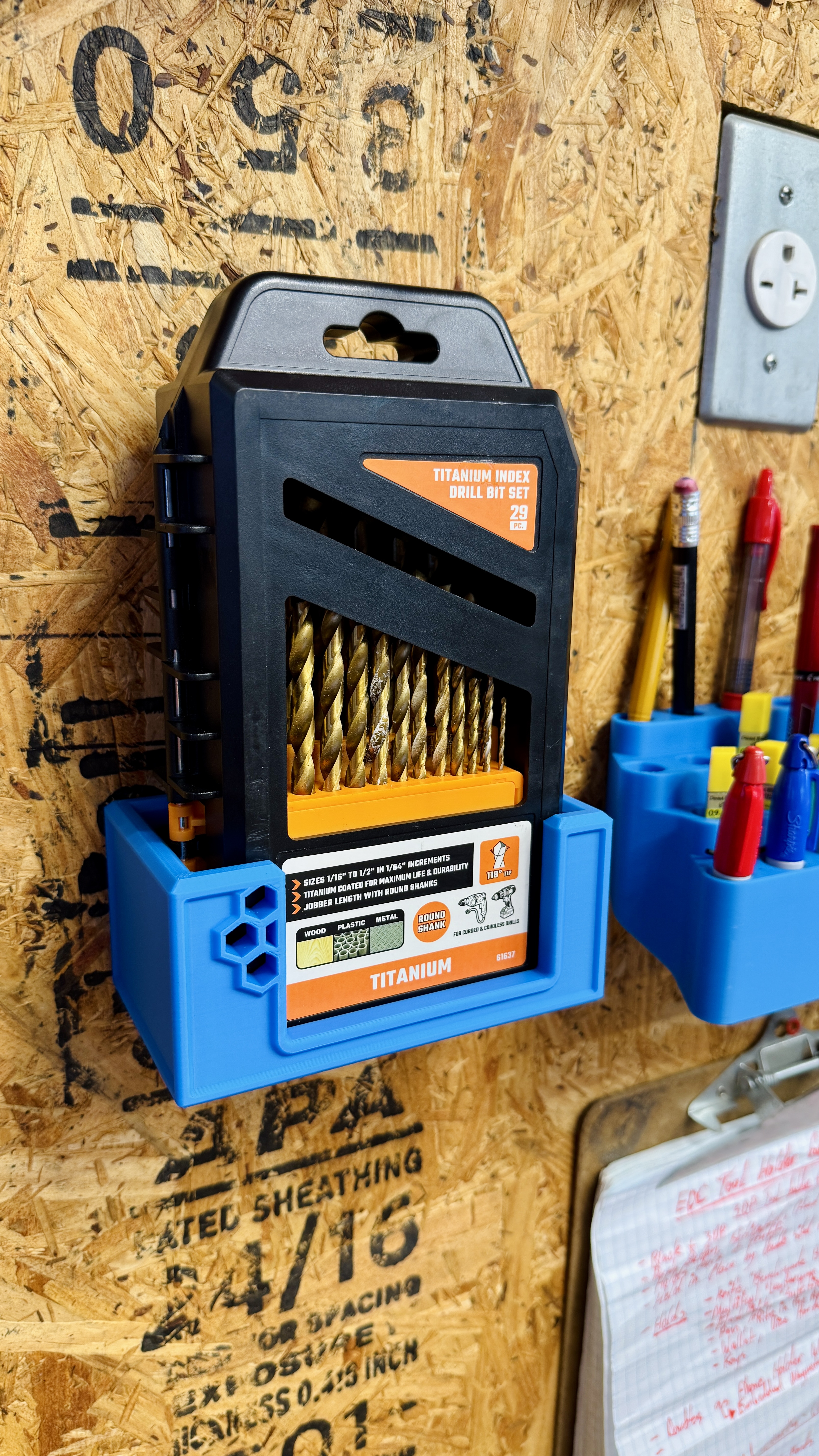 Drill Bit Set Holder, Holds Harbor Freight 29 Piece 61637