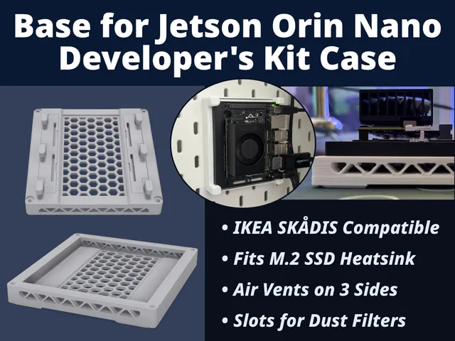 IKEA Skadis Mountable SSD Heatsink Base for NVIDIA Jetson Orin Nano Developer's Kit Case