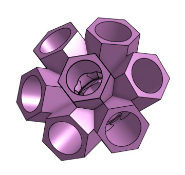 Hexagonal Corner Connector x7 45deg for PCV Tubing