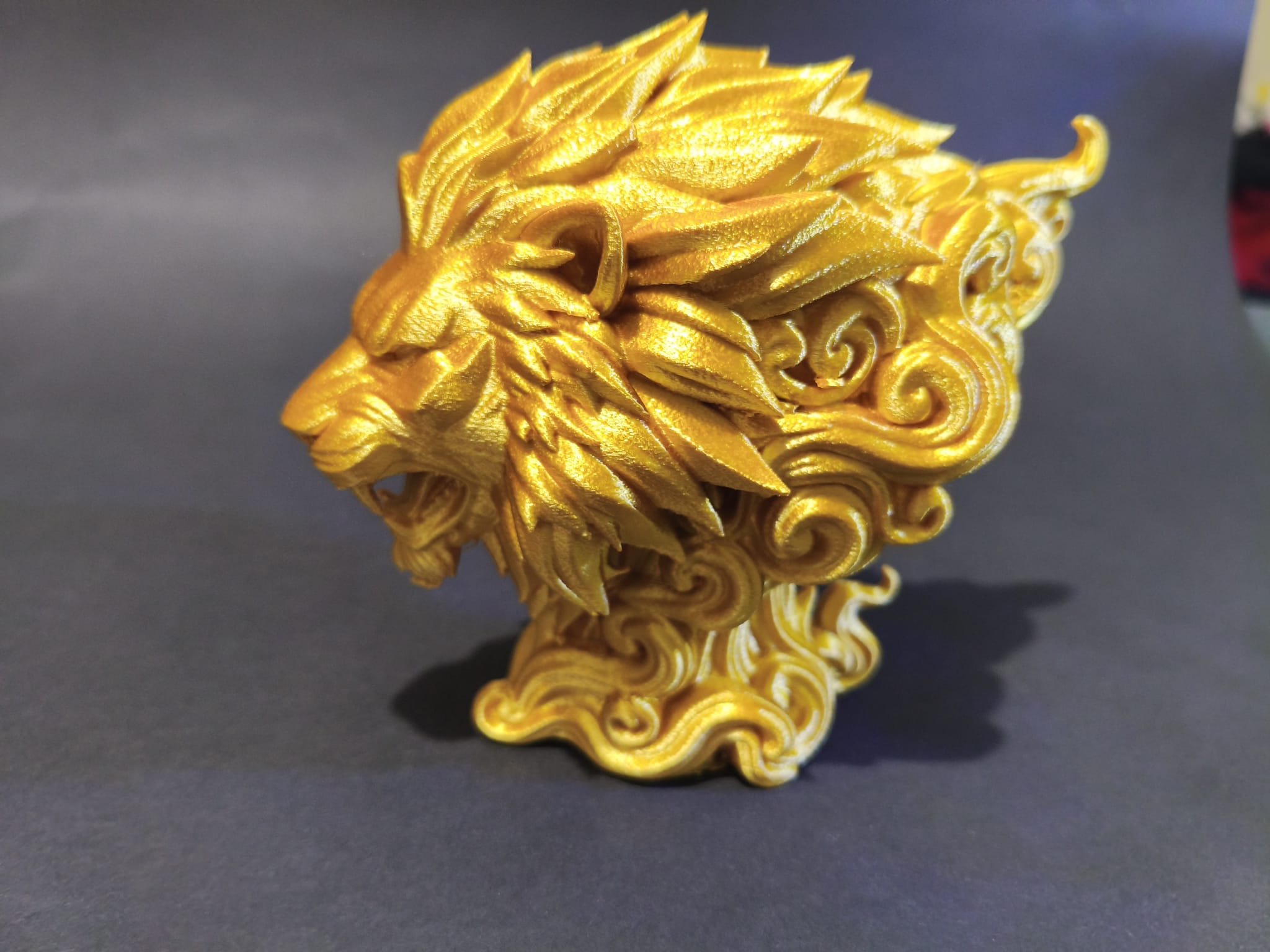 Majestic Golden Lion Head Sculpture