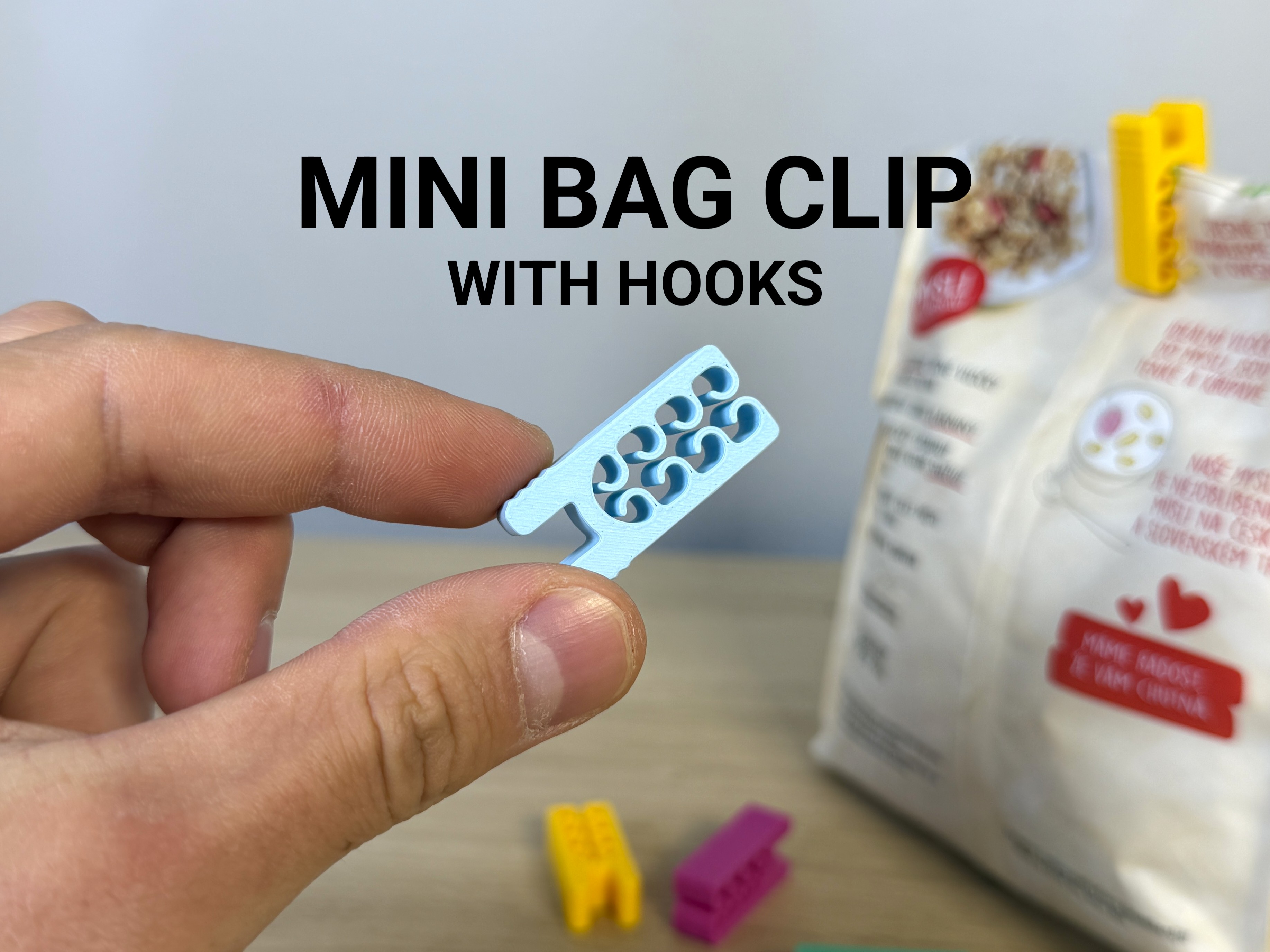 Mini Bag Clip (with hooks)