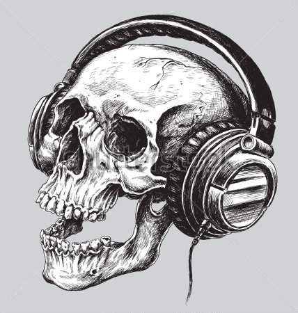 Skull with headphones