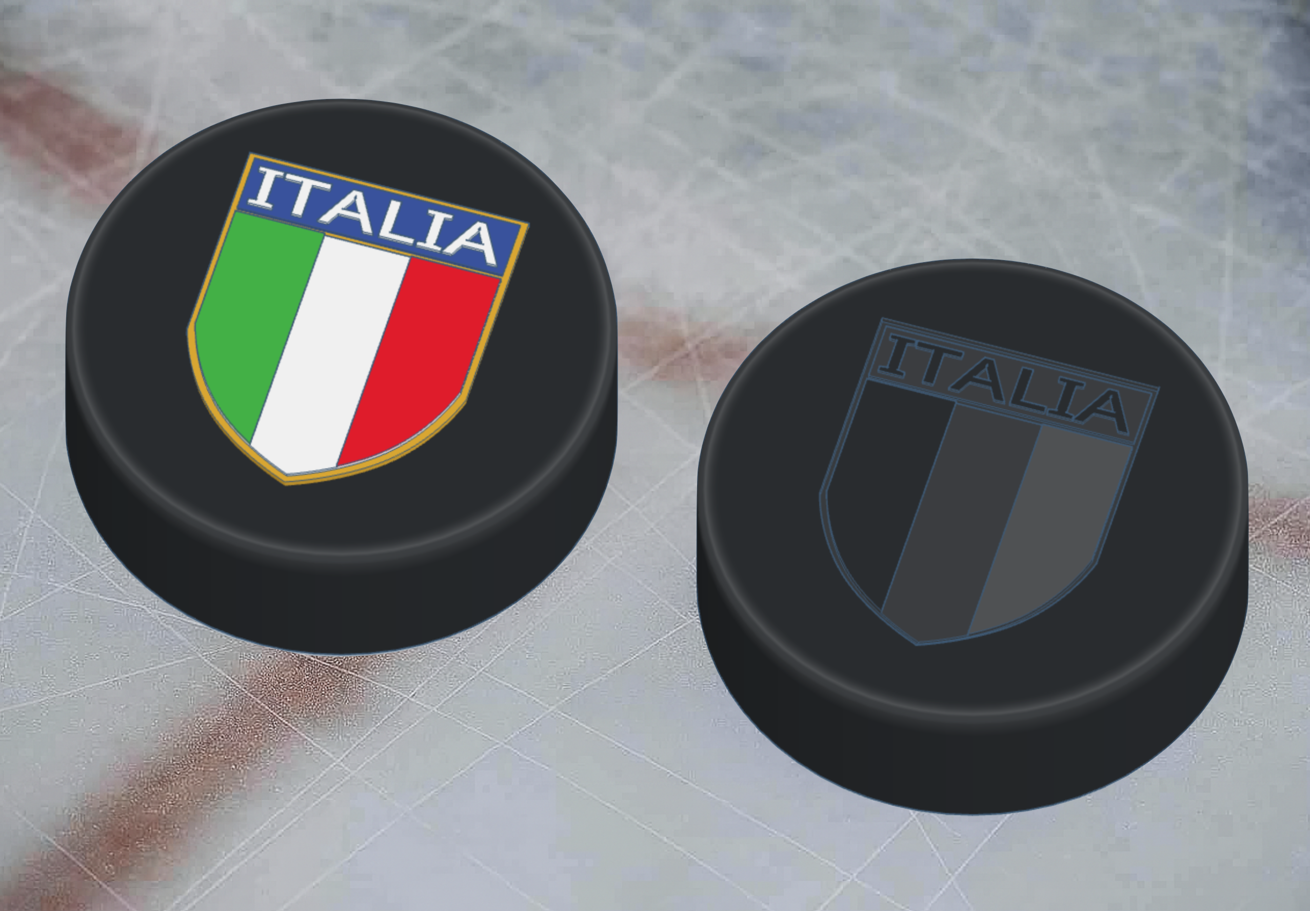 Italy Italia IIHF Hockey Logo and Puck