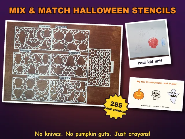 Mix & Match Halloween Drawing Stencils (9 Cards)