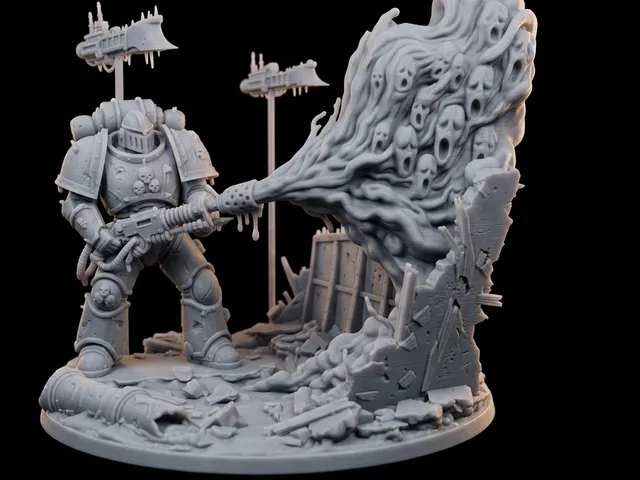 Grimdark Space Knight Flame Trooper - Free STL Sci-Fi Miniature