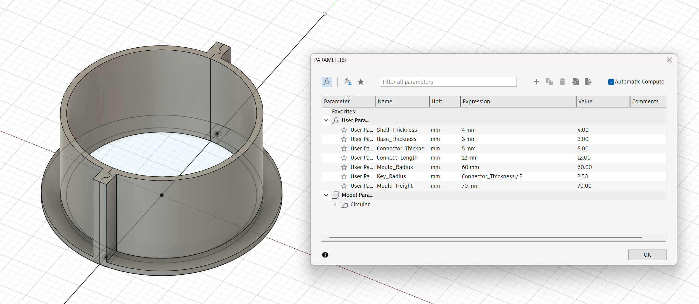 Parametrized Fusion Round Mould/Mold
