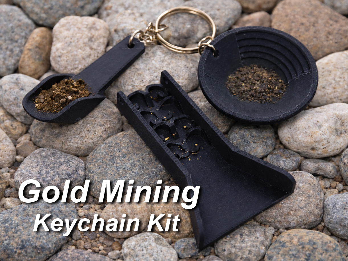 Mini Gold Mining Keychains (Pan, Sluice, Shovel)