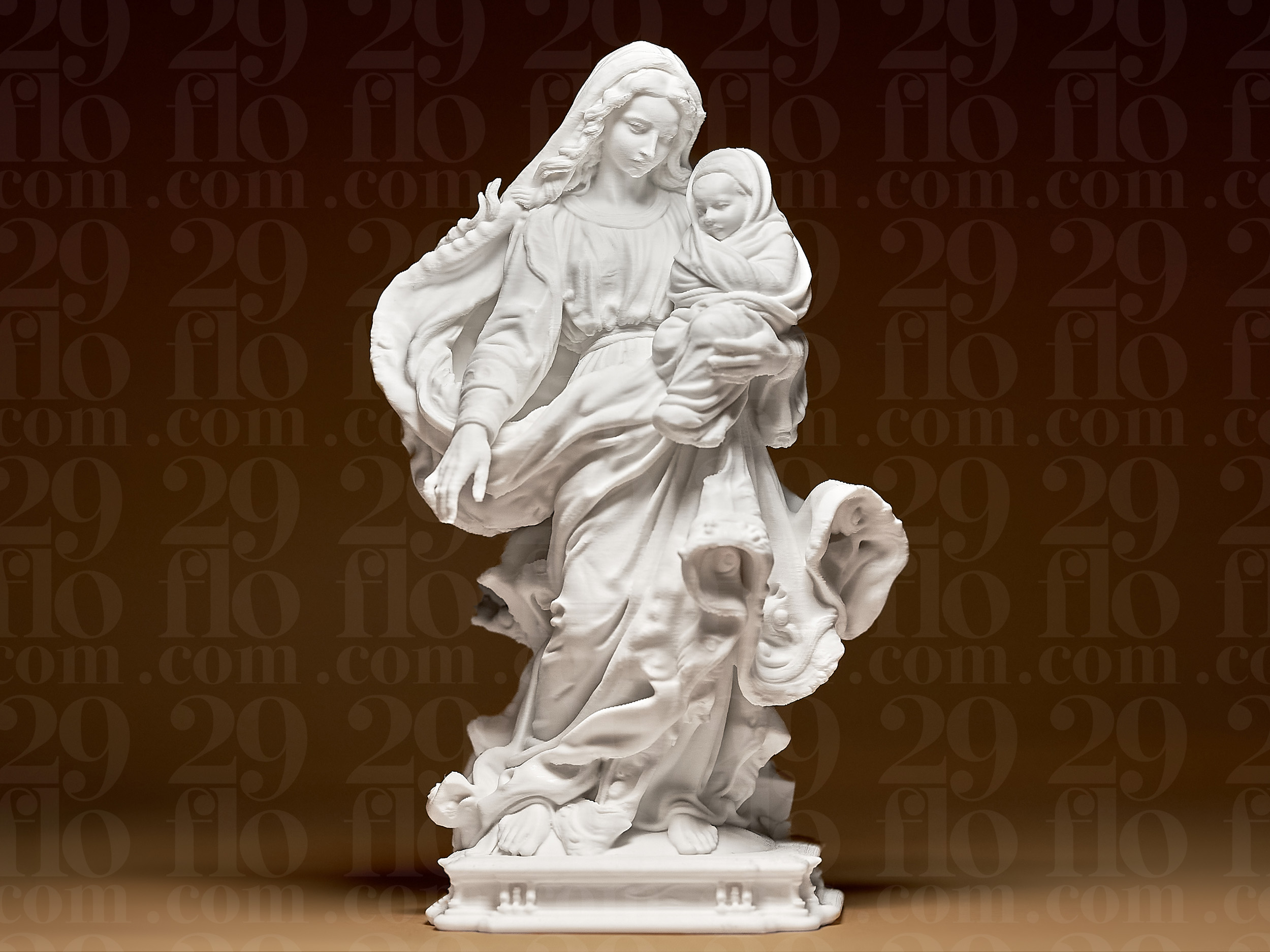 Highly Detailed Ornate Virgin Mary and Child 3D model