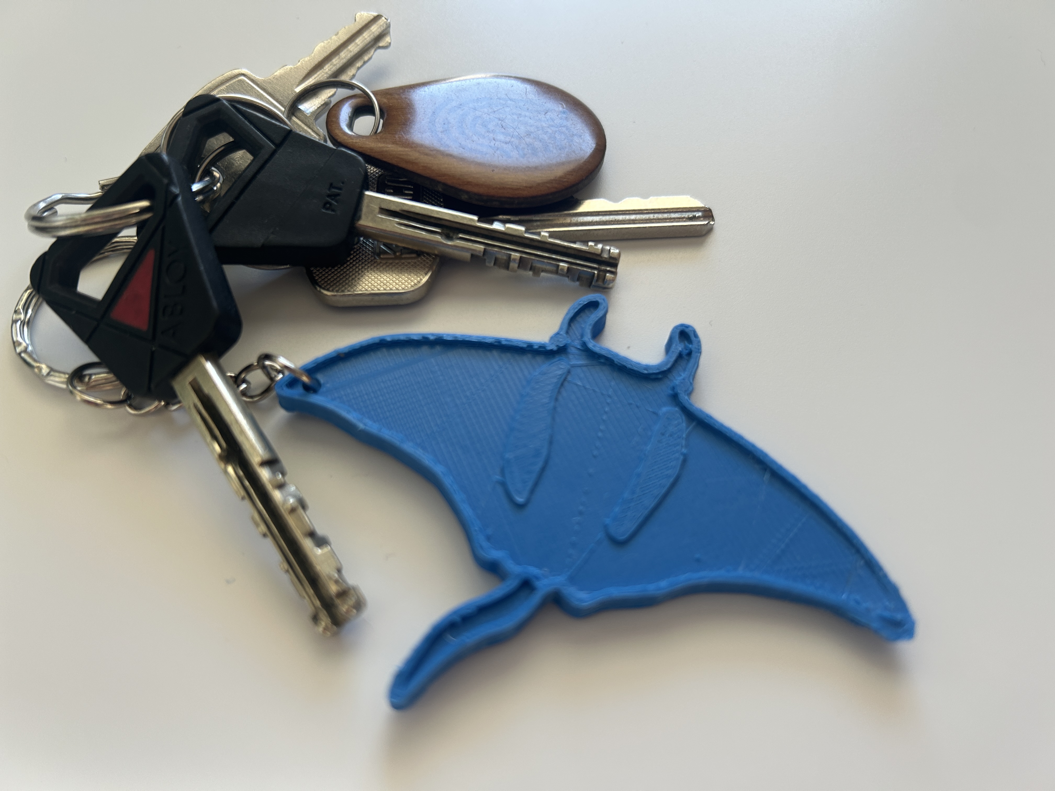 Minimalist Manta Ray Keychain – Top View (Hand-Drawn Style)