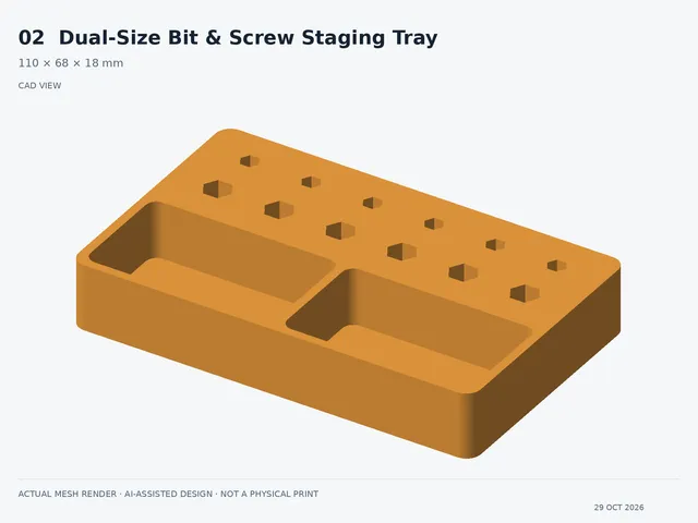 Dual-Size Hex Bit Holder with Two Screw Staging Trays