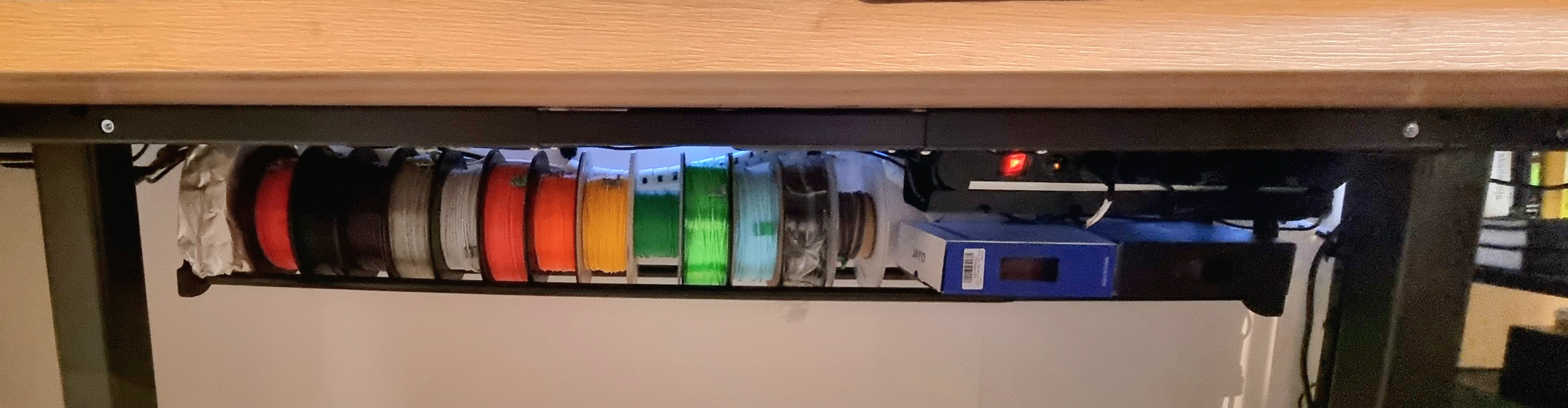 Under table fillament spool holder for Ikea Racka