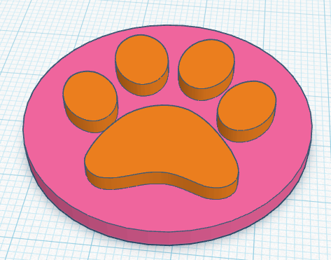 Paw print coin (inverted)