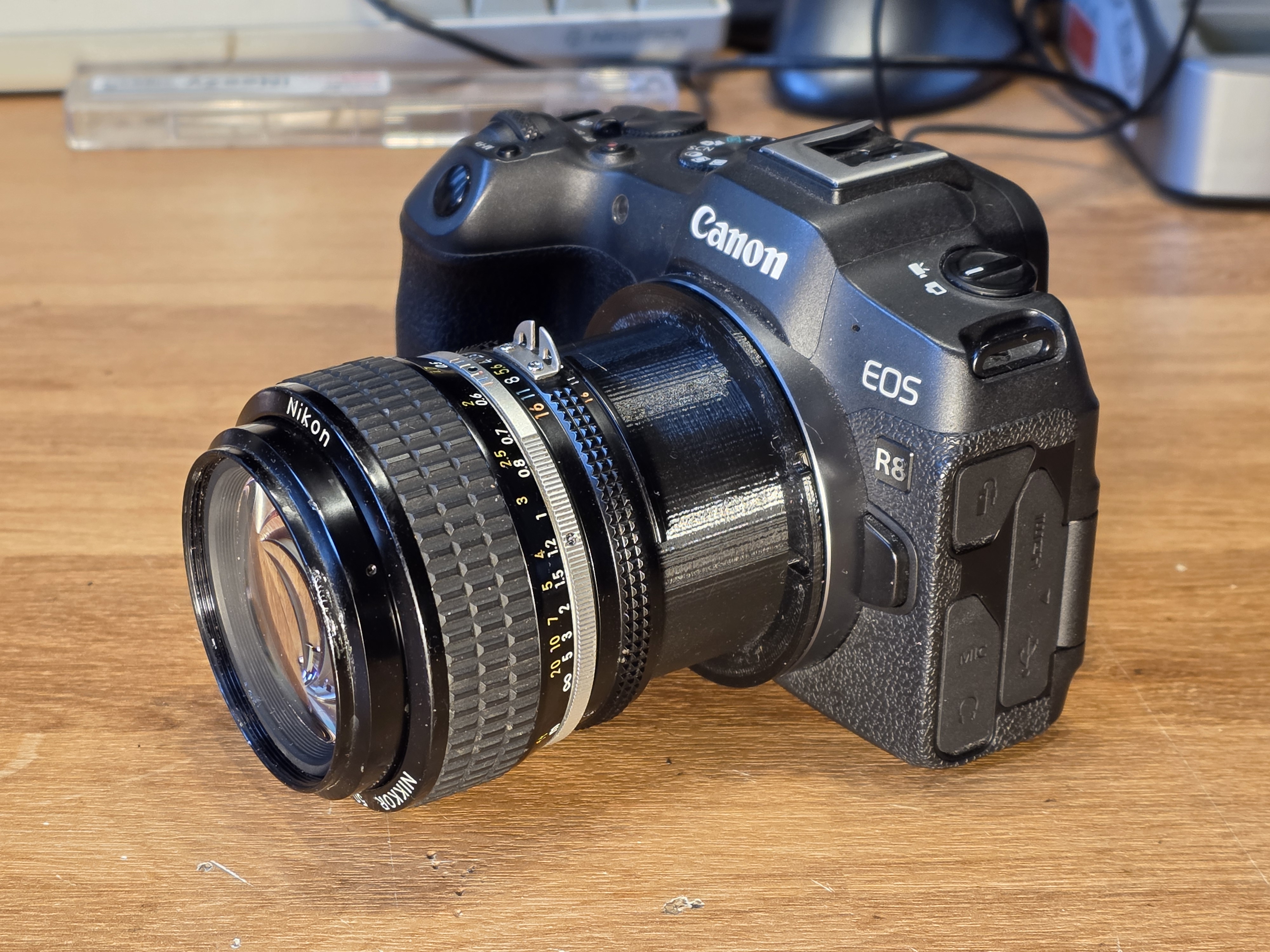 Nikon F lens to Canon RF camera adaptor