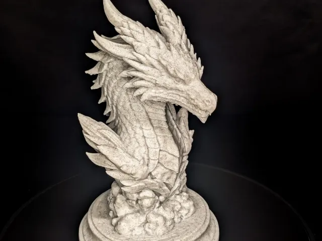 Dragon Bust Statue with Display Base