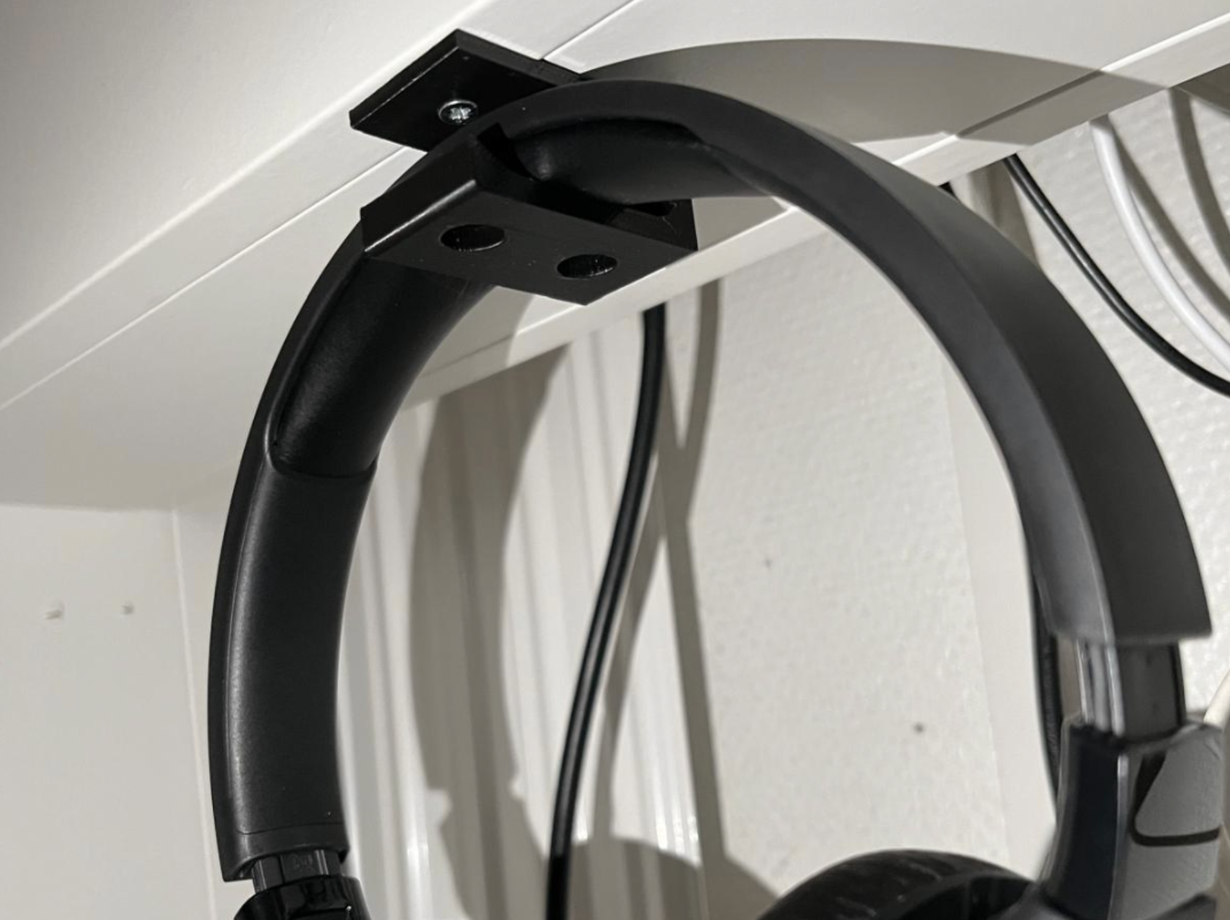 Simple under desk headphones hook
